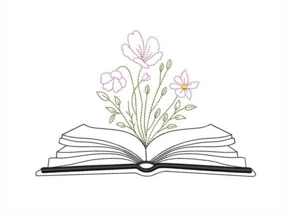 Book with Flowers: A Versatile Embroidery Design