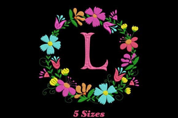 Charming Flower Alphabet Letter L Embroidery