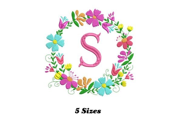 Charming Flower Alphabet Letter S for Apparel