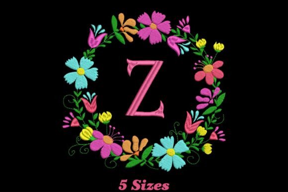 Charming Flower Alphabet Letter Z Embroidery