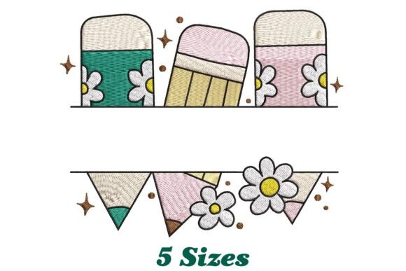 Charming Pencils with Flowers Embroidery