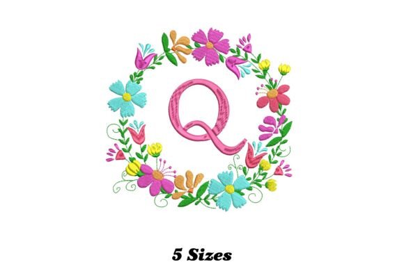 Flower Alphabet Letter Q: A Whimsical Embroidery Design