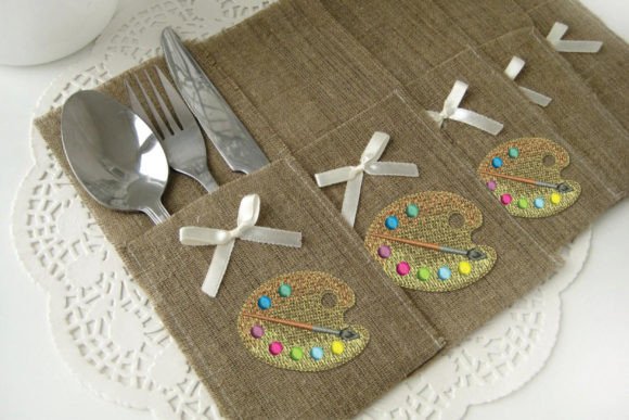 Palette with Paints for Artists: A Vibrant Embroidery Design