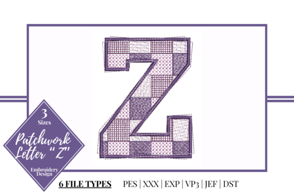 Stylish Patchwork Letter Z for Embroidery